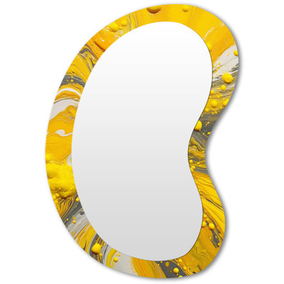 Grand miroir mural moderne jaune et gris Vibic Cosmic I - Abstract 3D Shape