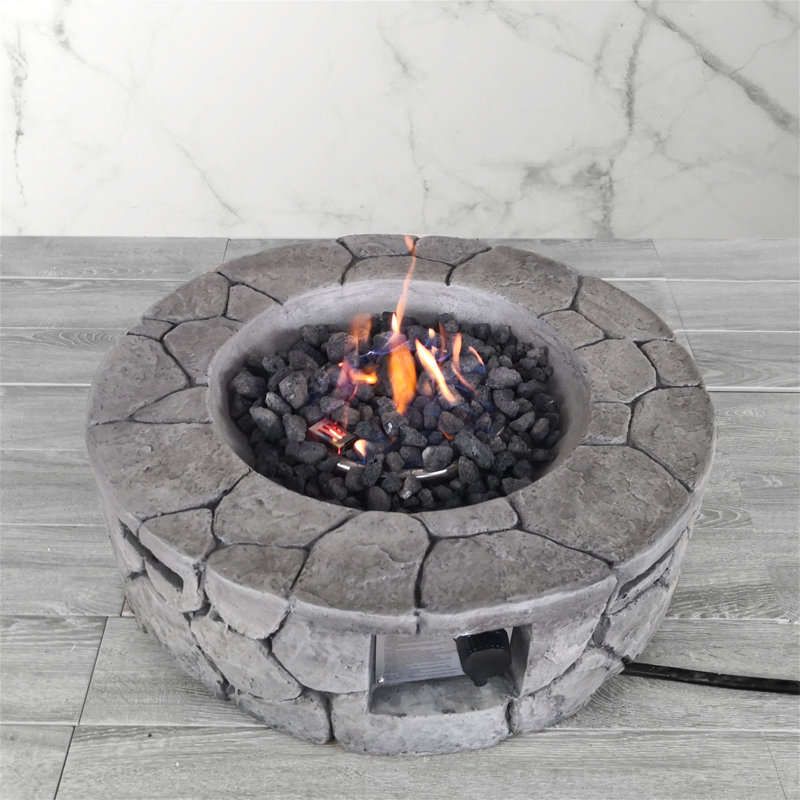 9'' H X 28'' W Fiber Reinforced Concrete Outdoor Fire Pit