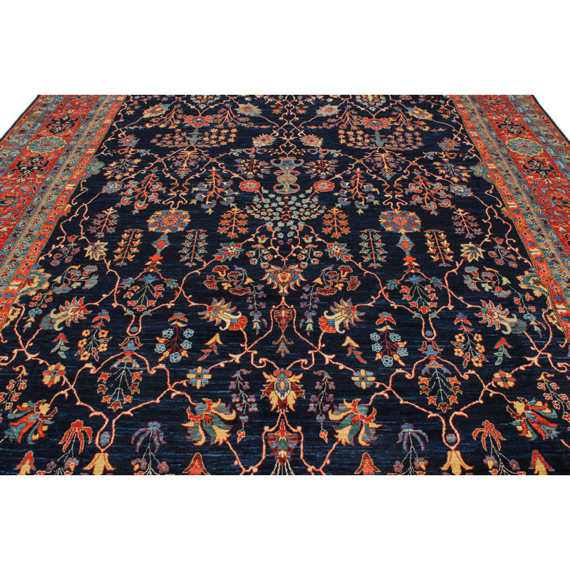 Tapis bleu marine et rouge 10 x 14