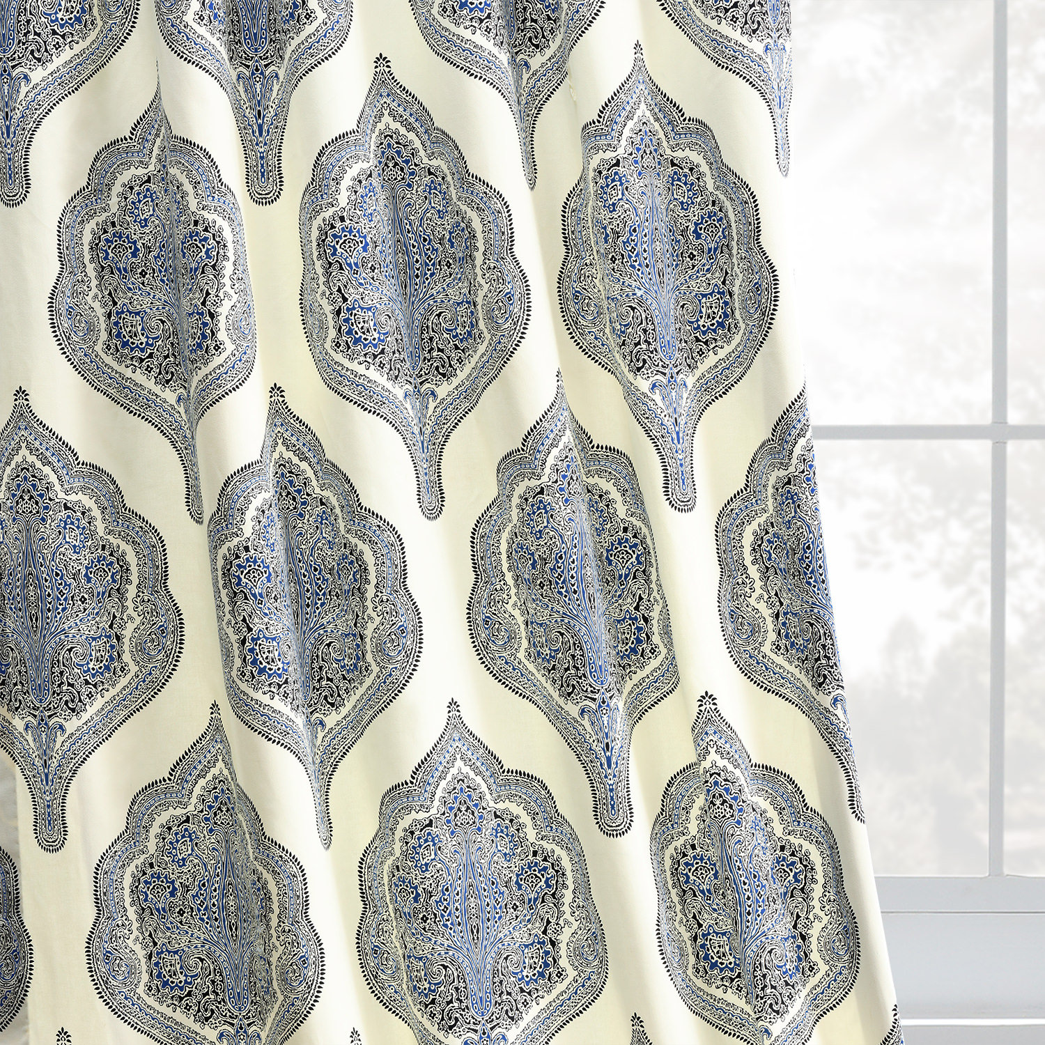 Lawhon Cotton Room Darkening Curtain Set, 50"W x 96"L, Blue