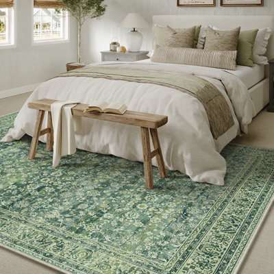  Tapis floral rétro vert
