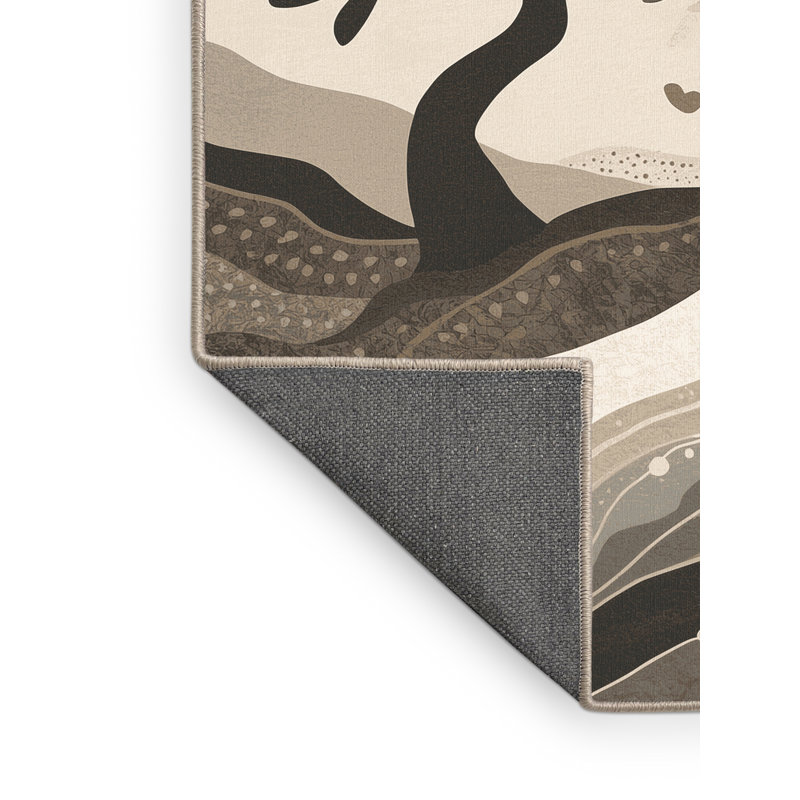 Tapis abstrait moelleux et moelleux en olivier à motif abstrait côtier beige, Carré 4 pi