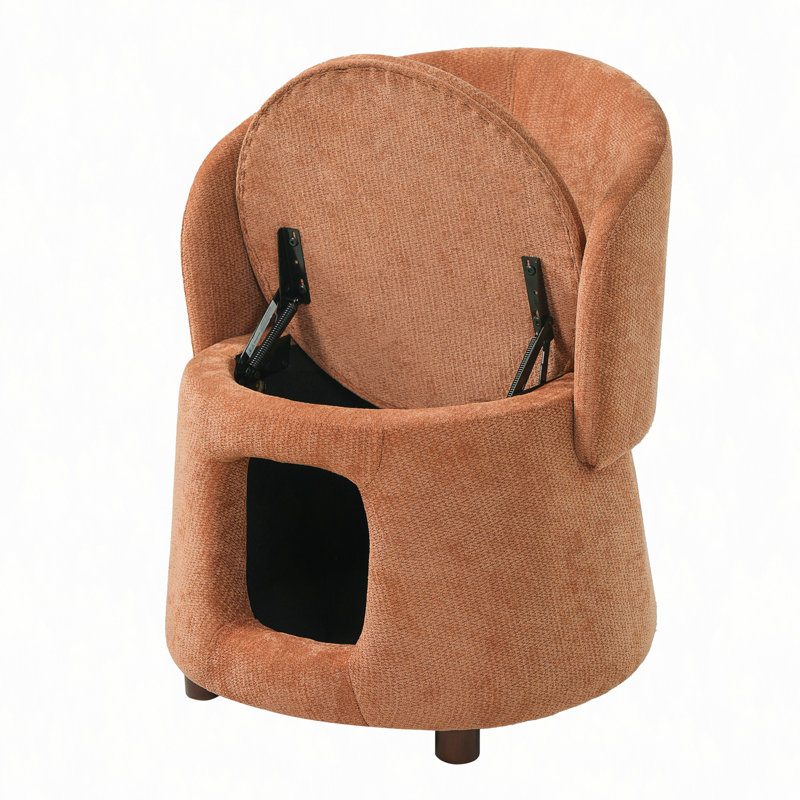 Chaise pour animaux de compagnie avec coin caché, tabouret convertible, siège de rangement, capacité de 220 lb, pieds en bois d'acacia