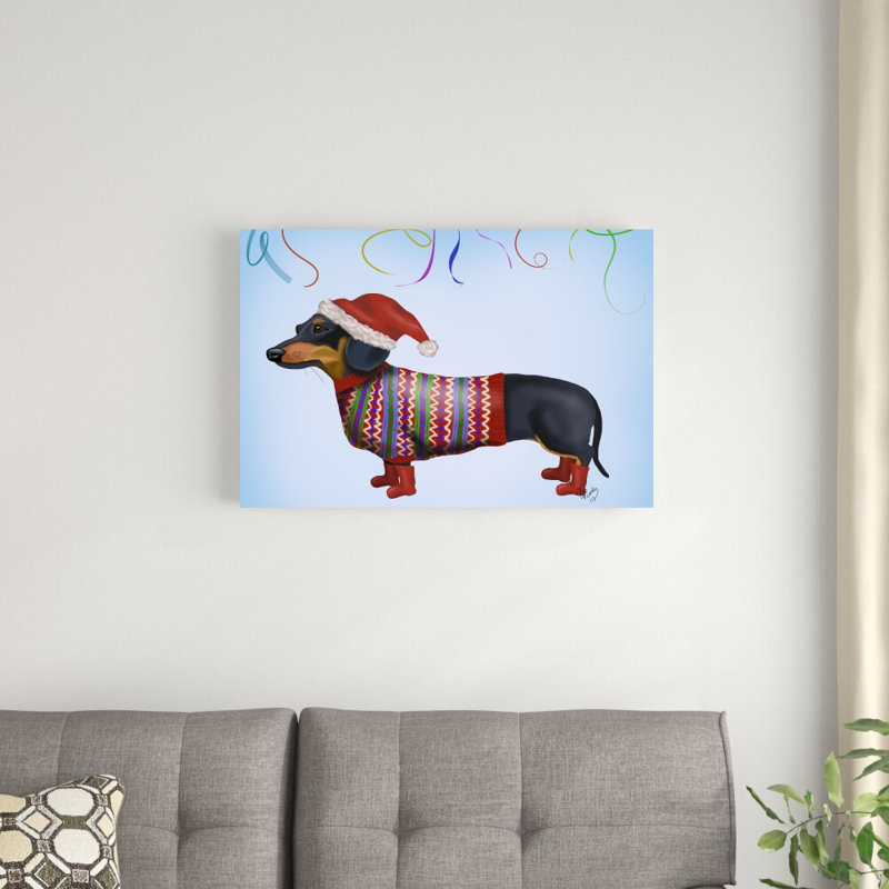 " Christmas Dachshund " by Fab Funky, 20" H x 30" W