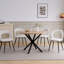 49cm H Linen Fabric Dining Chair, Open Cutout Backrest Upholstered Chair with Black Metal Leg-1676932084-1676932089