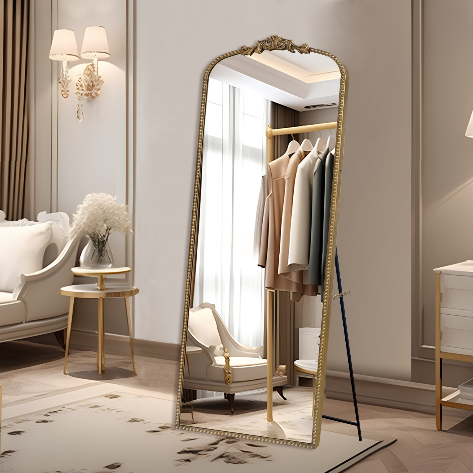 Alcott Hill® Arched Antique Ornate Vinatge Full Length Floor Mirror & Reviews | Wayfair