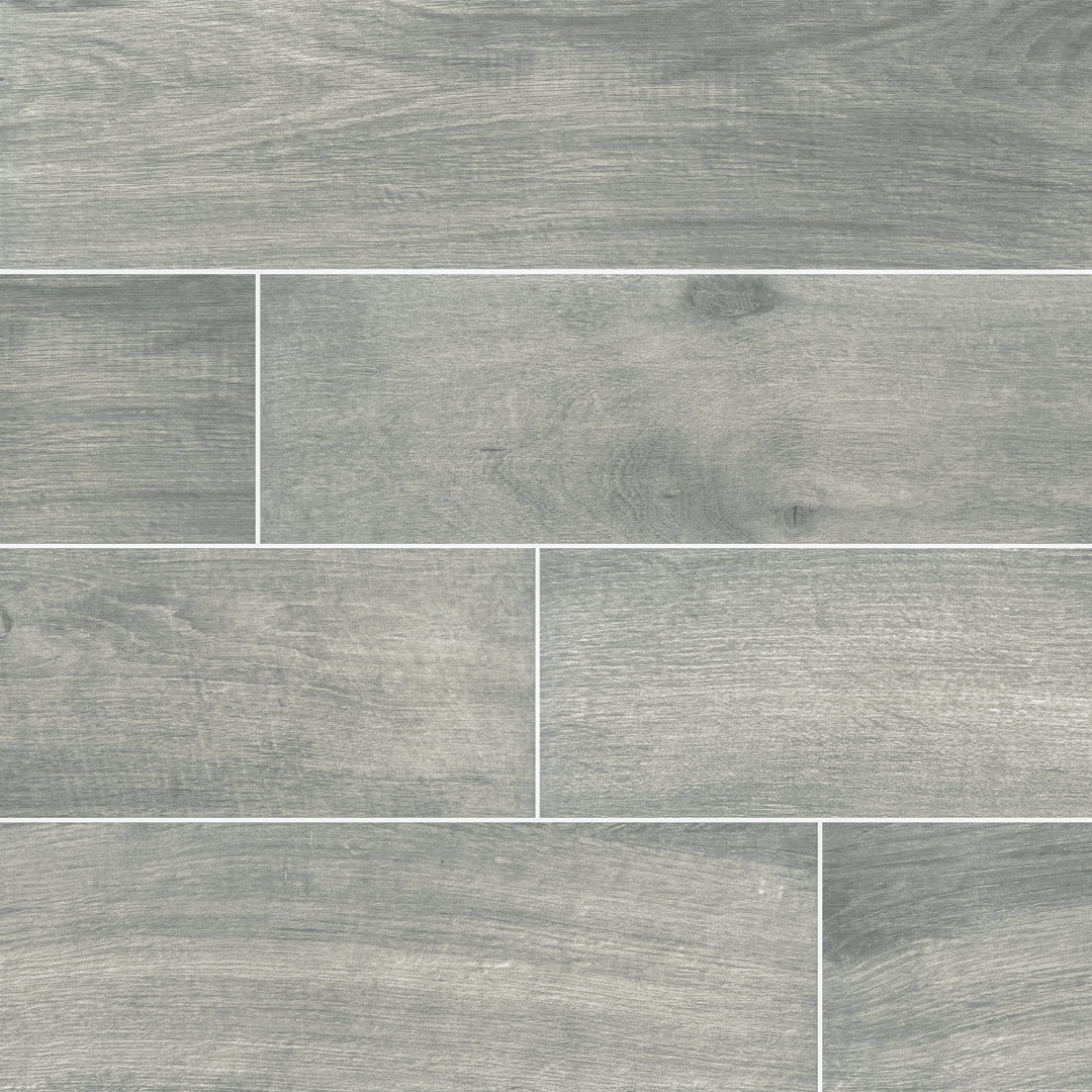 Timberly 8 in. x 48 in. Matte Porcelain Wood Look Floor and Wall Tile Ackland 