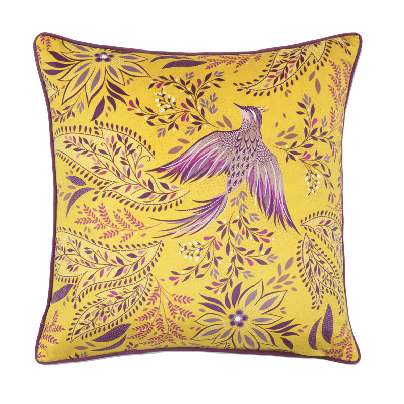 Bird Of Paradise 50X50Cm Feather Cushion, Saffron