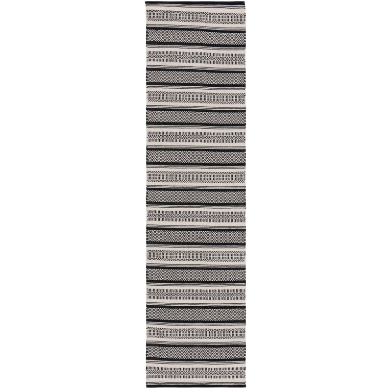 Damauri Flat Weave Cotton Striped Rug, Runner 2'3" x 9'