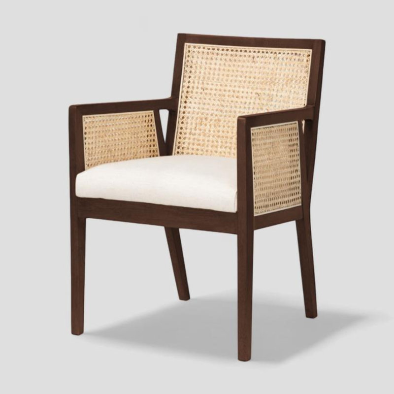 Chaise avec accoudoirs Khajun, Bois brun