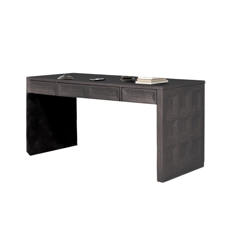 Kizie Writing Desk, 4 Drawers, Rubberwood, Rectangular 60 Inch, Black