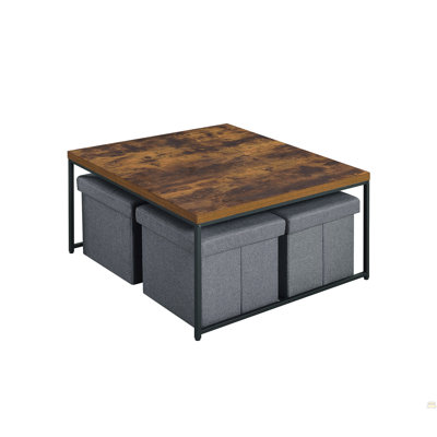 Ensemble de 5 tables basses 35 po grain de bois de chêne vieilli