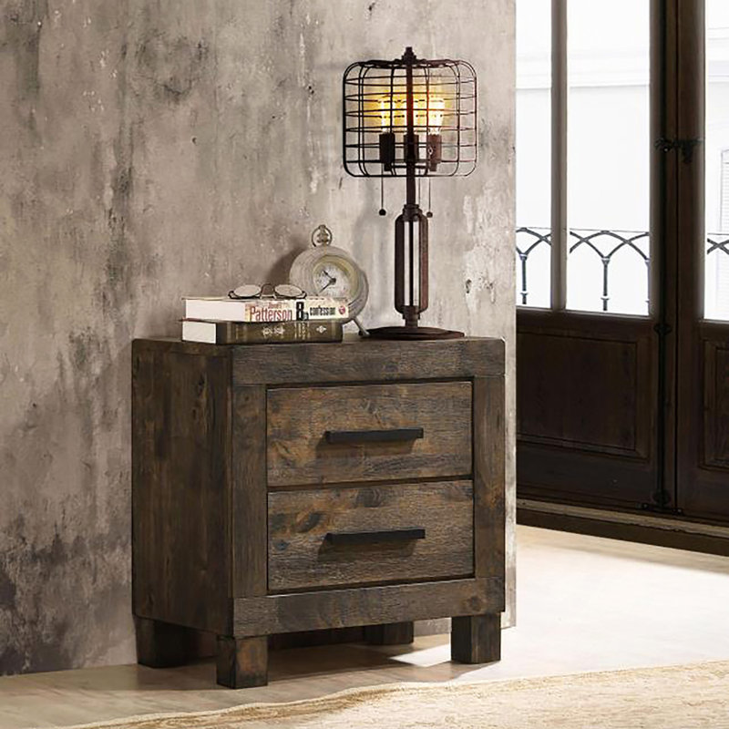 Rustic 2-Drawer Nightstand