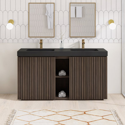 60'' Freestanding Double Sink Bathroom Vanity With Quartz Top
