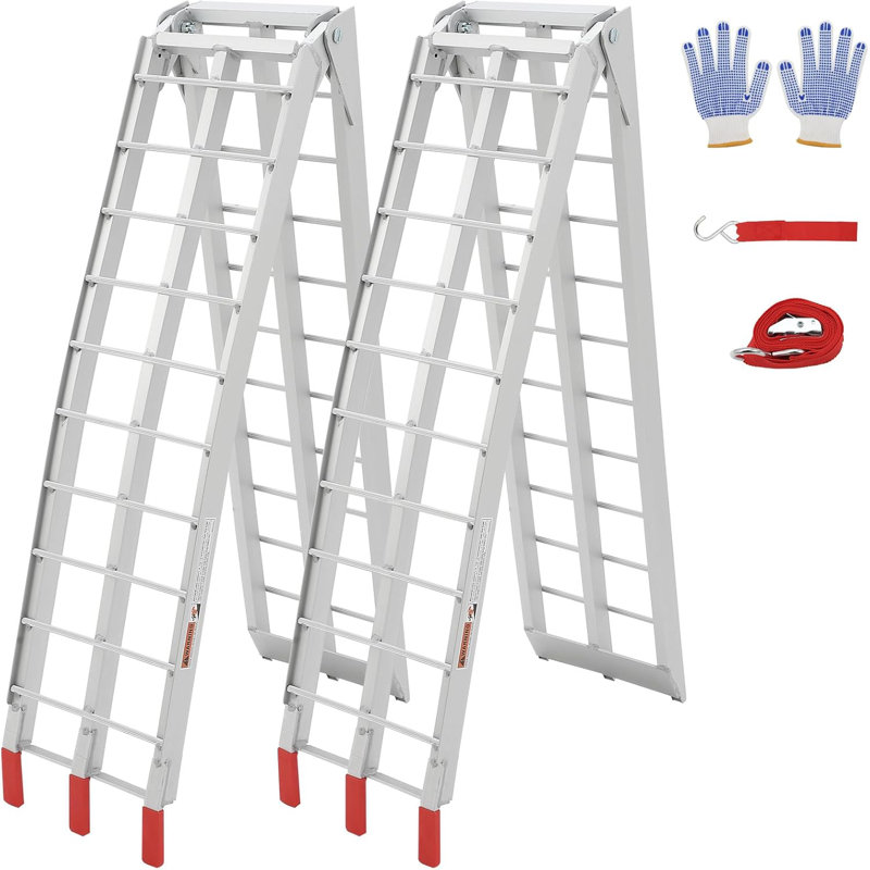 2 rampes en aluminium 2, rampes de chargement pliables 1500-10000 lb pour lit de camionnettes, rampe avec sangles de charge