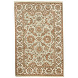 Hand Knotted Wool Area Rug in Light Green And Ivory