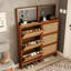 Armoire à chaussures de style moderne, hauteur de 65 po pour l'entrée du couloir, 3 tiroirs et espace de rangement en noyer
