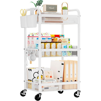 Metal Utility Storage Carts With Wheels,white