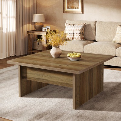 39.4 Inch Square Coffee Table, Farmhouse Cocktail Tea Center Table for Living Room