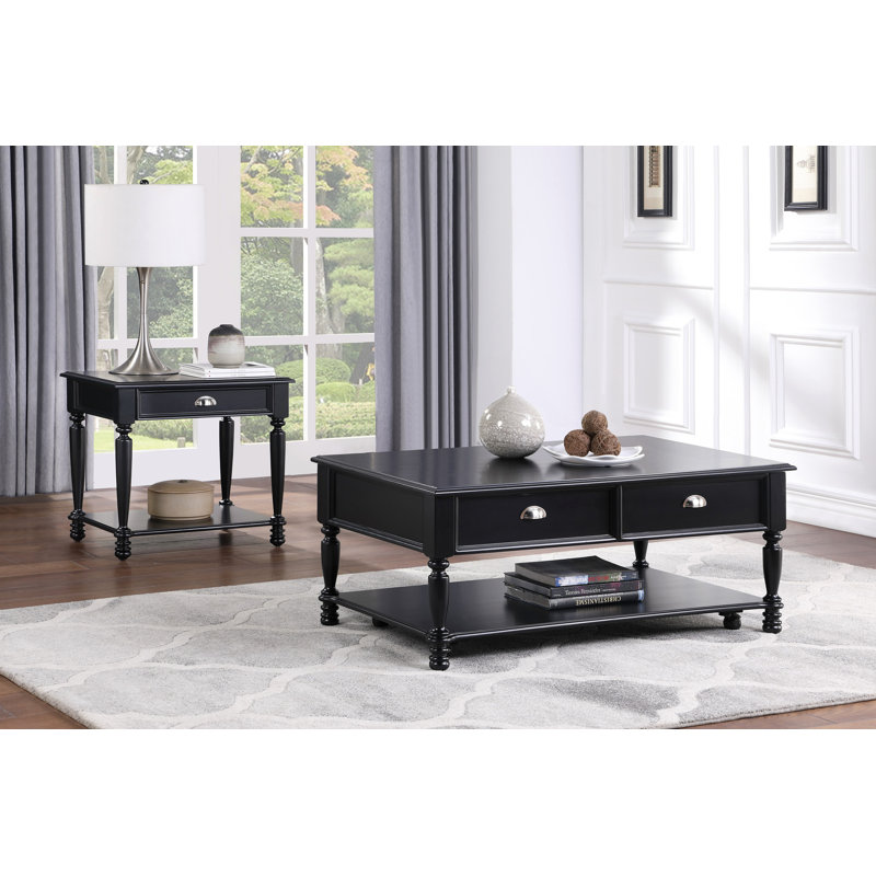 End Table With Drawer And Bottom Shelf Wooden 1Pc Side Table