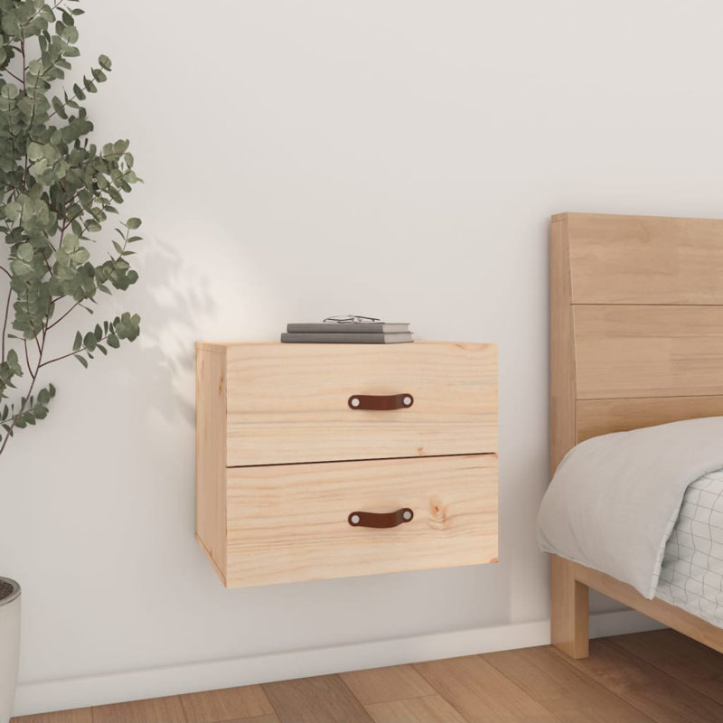 Kareema 50cm W Solid Wood Bedside Table, Brown