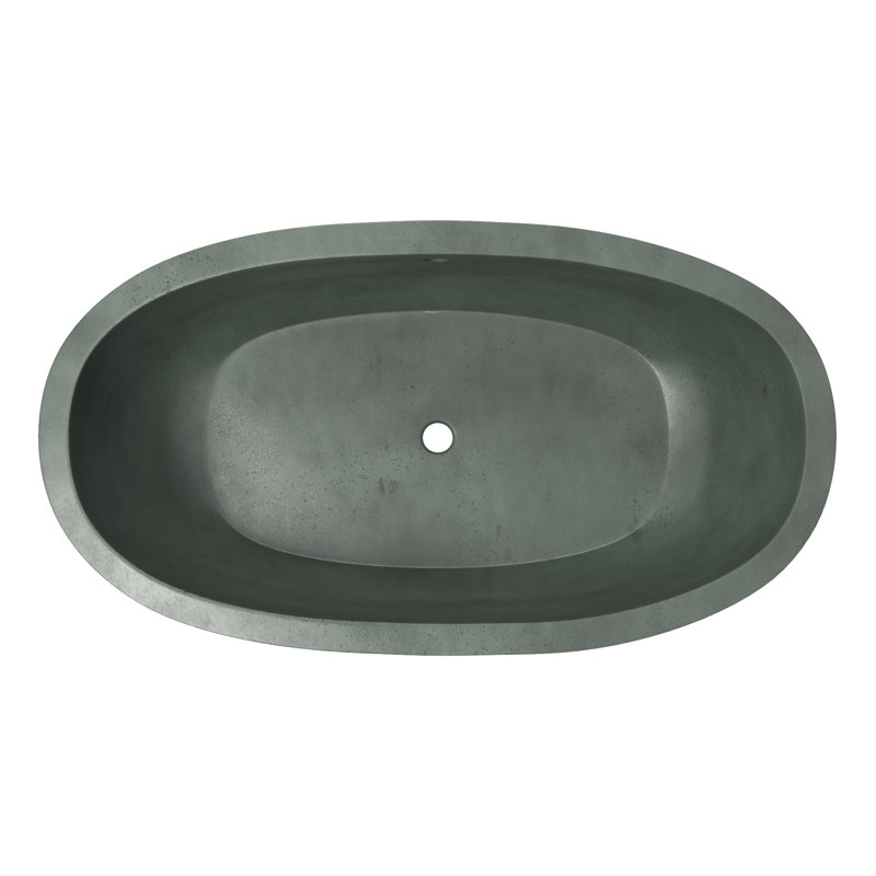 Avalon NativeStone Freestanding Soaking Cement Bathtub, Forest, 22" H x 36" W x 66" L