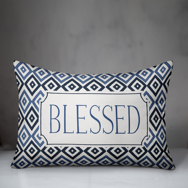  Blessed Diamonds Outdoor Rectangular Pillow Cover and Insert, Blue