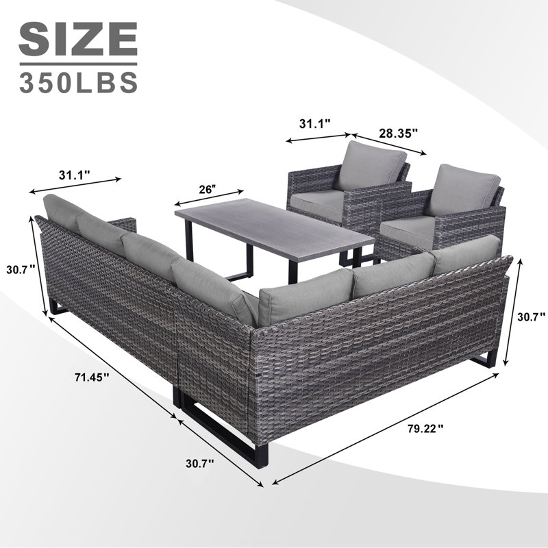 Ensemble de conversation modulaire avec coussins 4 pièces Nazime Karlshamn, Gris