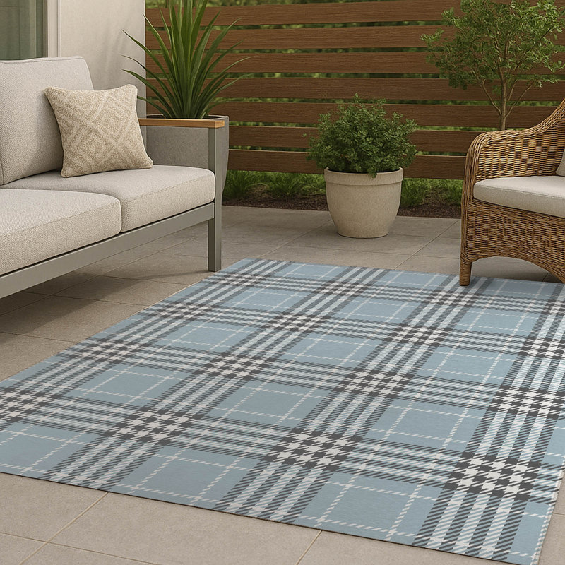 Christopher's Plaid Non-Slip Outdoor Rug, Rectangle 3' x 5'