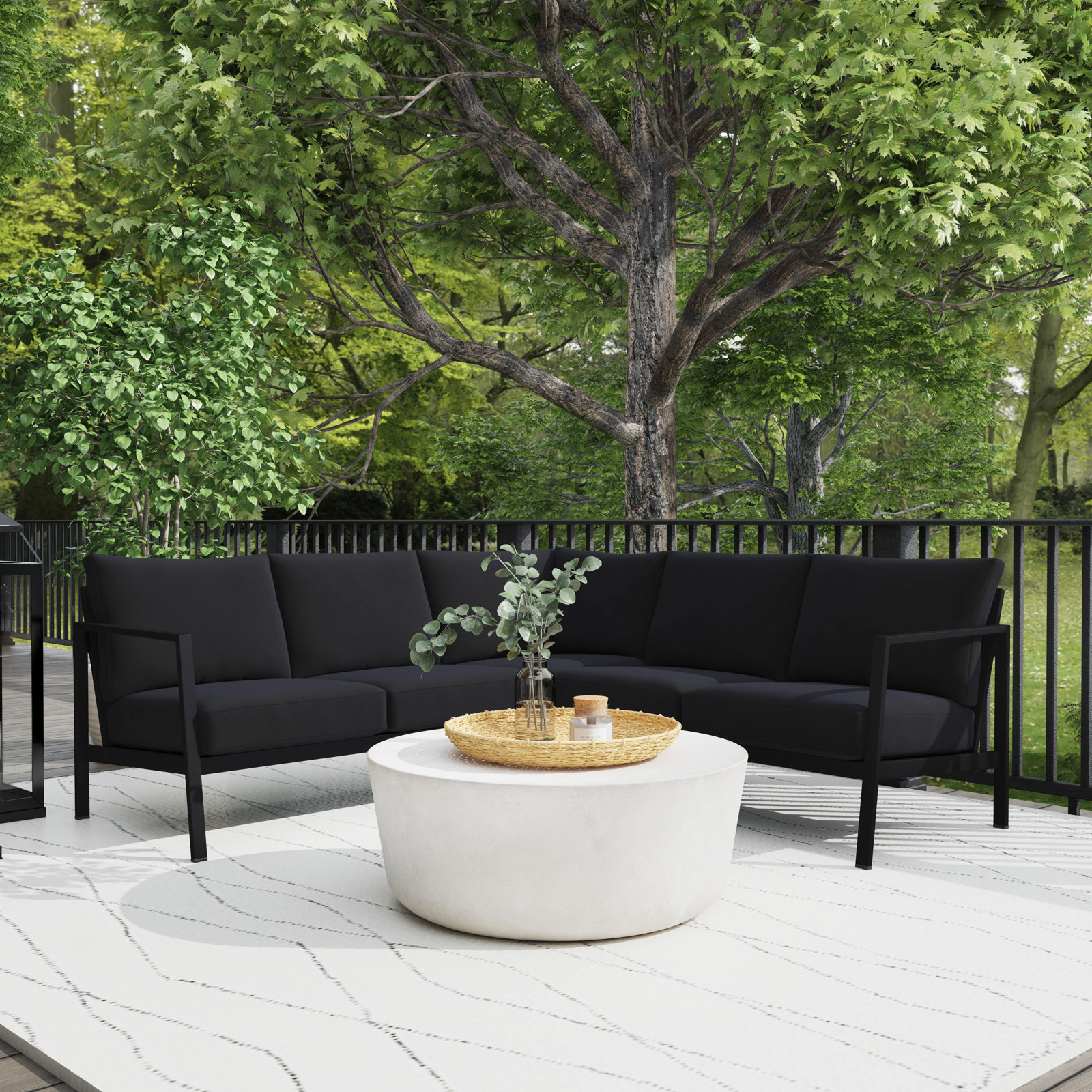 Armando 79" Sunbrella® Patio Sectional, Canvas Black Sunbrella® Canvas, Black