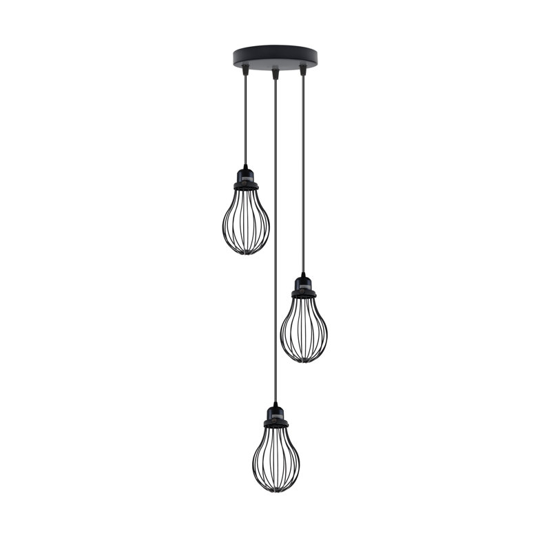 Bertrando 3 - Light Black Cluster Pendant, No