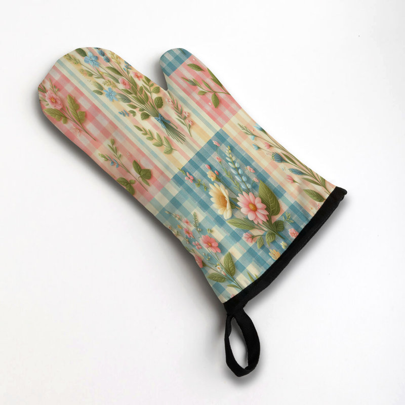 Bunny Plaid Set Oven Mitt Cotton Twill