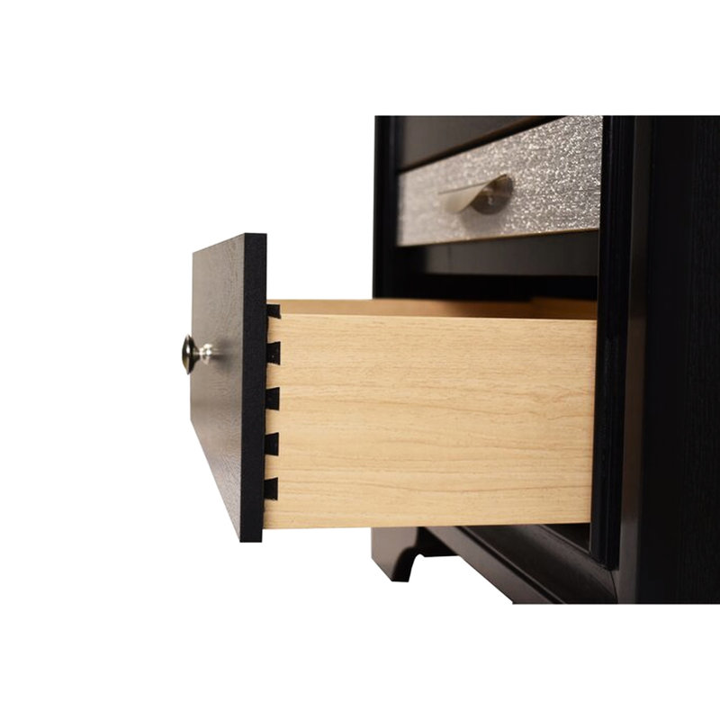 Table de chevet 2 tiroirs en noir pour la chambre à coucher - Bois avec tiroirs élégants, nombreux besoins de rangement, Noir