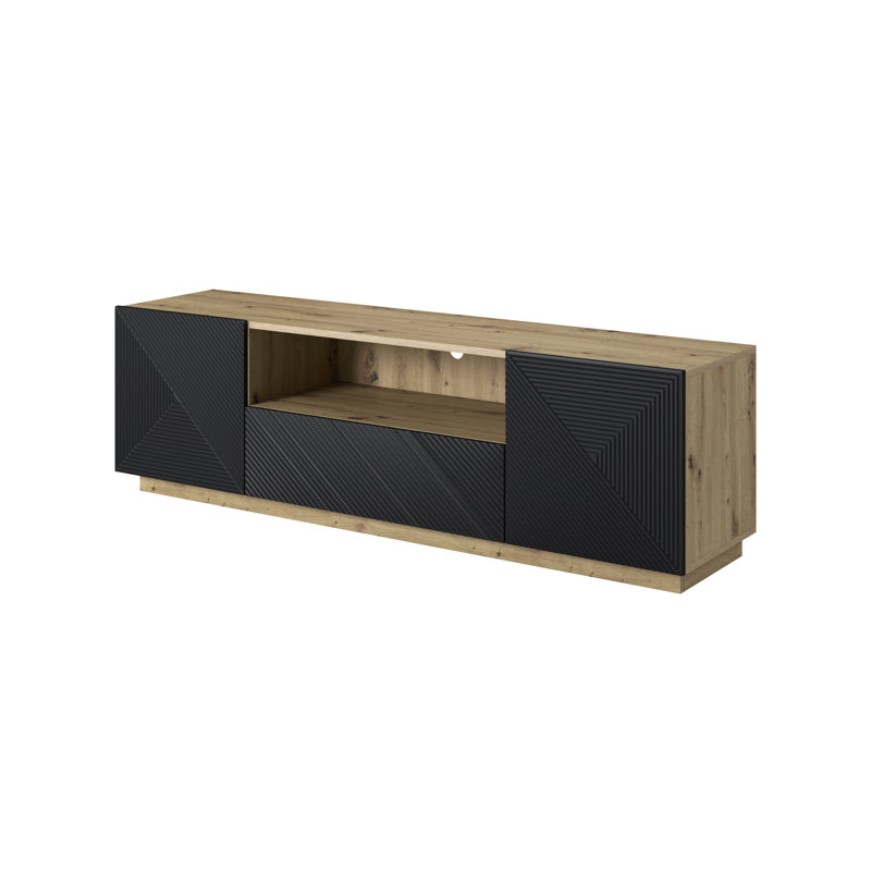 Menelik Unfinished TV Stand for TVs up to 55", Artisan/Black