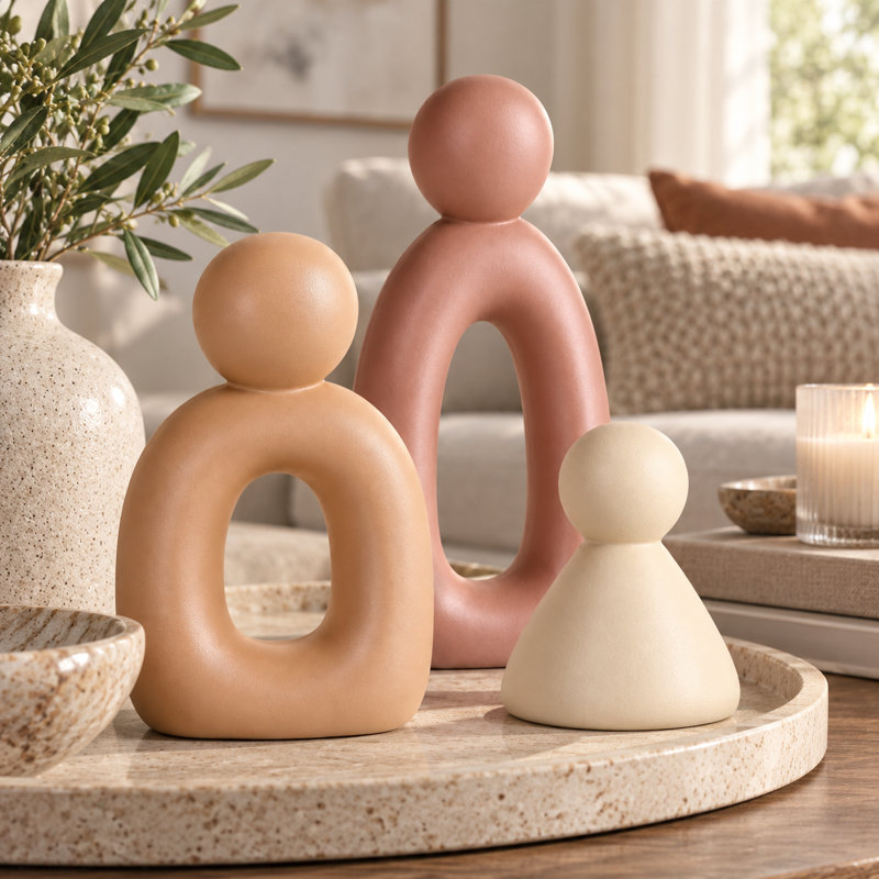 Ensemble de 3 figurines brunes en résine