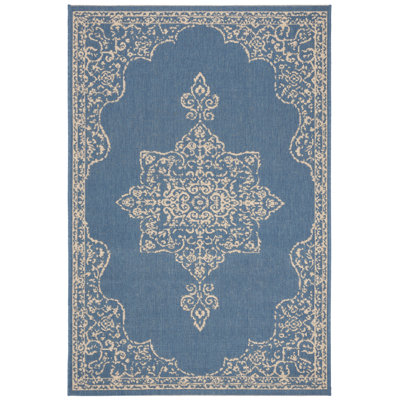 Tapis d'intérieur / extérieur à motif oriental crème / bleu Danya