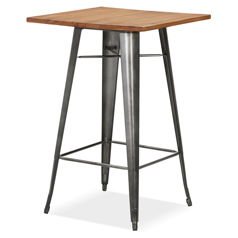 Burnettsville Metal Dining Table, Natural Wood