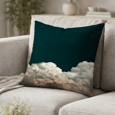 Coussin décoratif minimaliste à motif de nuages ​​- Coussin imprimé de nuages ​​moelleux dans le ciel