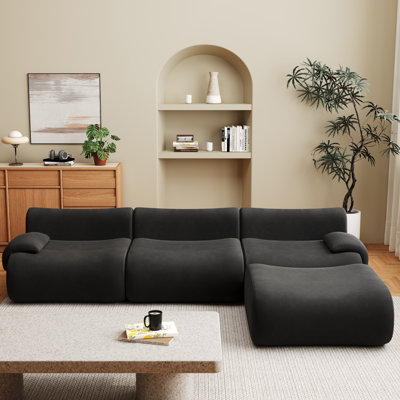 Canapé modulaire en velours côtelé de 113 po avec repose-pieds, canapé surdimensionné pour salon