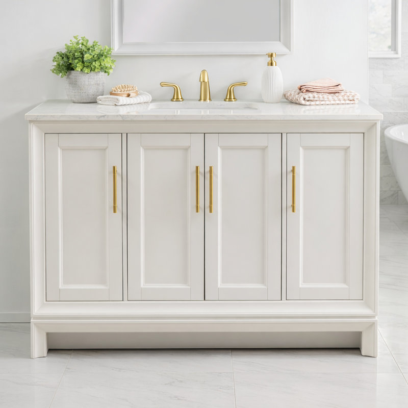 Meuble-lavabo blanc Anaheim, Blanc, 8 po
