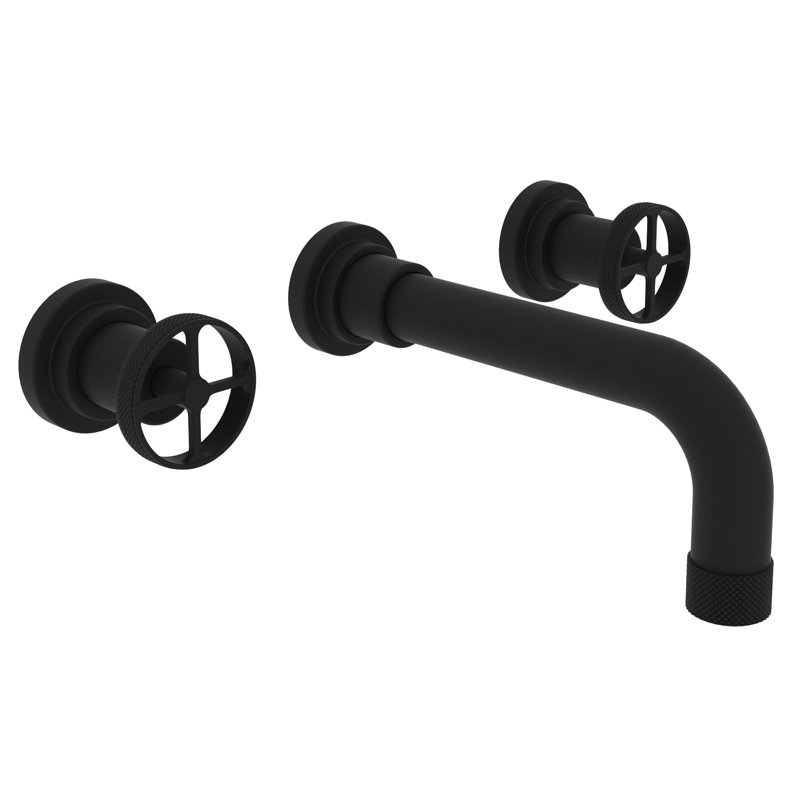 Campo Wall Mount Lavatory Faucet Trim, Matte Black, Wheel