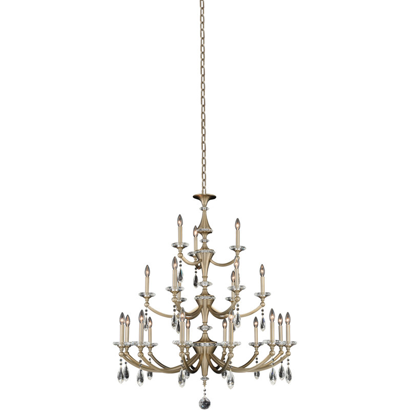 Floridia Matte Brushed Champagne Gold/Clear Tiered Chandelier Allegri, 49.5" H x 42" W x 42" D, 21