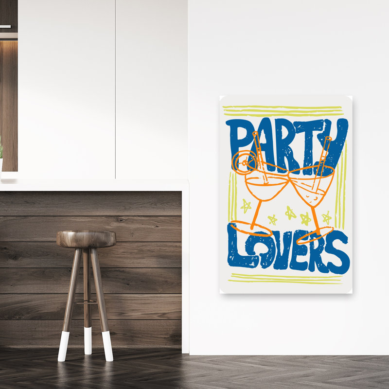 «Party Lovers Cheers», rétro, rétro, paysage naturel, art mural, H 48 po x l 32 po