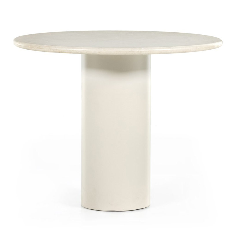 Belle Round Marble Dining Table, Cream Marble/Ivory Iron