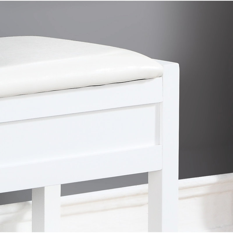 White Bench For Shoe And Seat Storage - Practical Piece Wood Frame Seating With Stylish & Functional, White, Beige