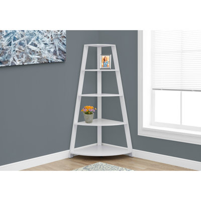 Bibliothèque, bibliothèque, étagère, d'angle, 4 niveaux, H 60 po, bureau, chambre à coucher, contemporain, moderne
