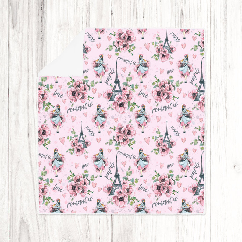 Throw Blanket, 51" W x 60" L, Floral/Abstract, Pink/Green/Gray