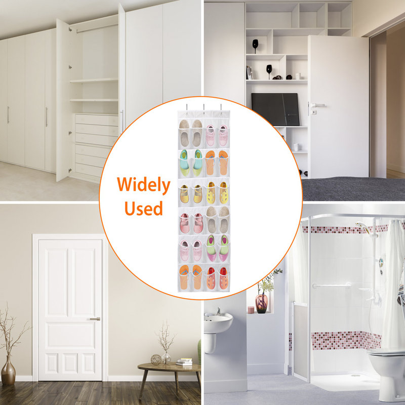White 24Pairs Over The Door Shoe Organizer