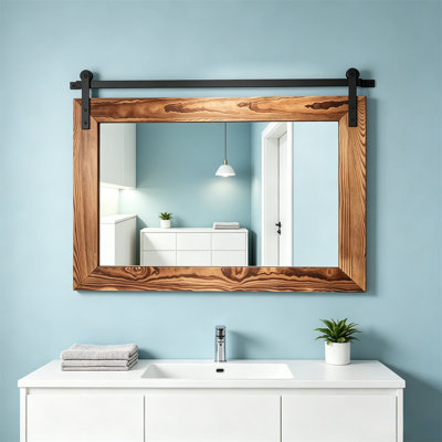 Miroir de salle de bain, miroir de porte de grange de ferme - un miroir mural de campagne utilisé pour décorer les salons, les entrées, les chambres à coucher, les coiffeuses et les salles de bain