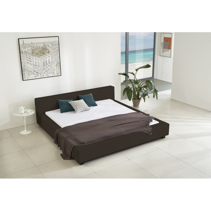 Upholstered Platform Bed, Dark Brown, Queen